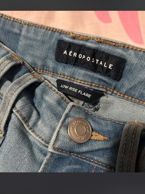 Aeropostale Low Rise Flare Jeans - Light Blue Denim